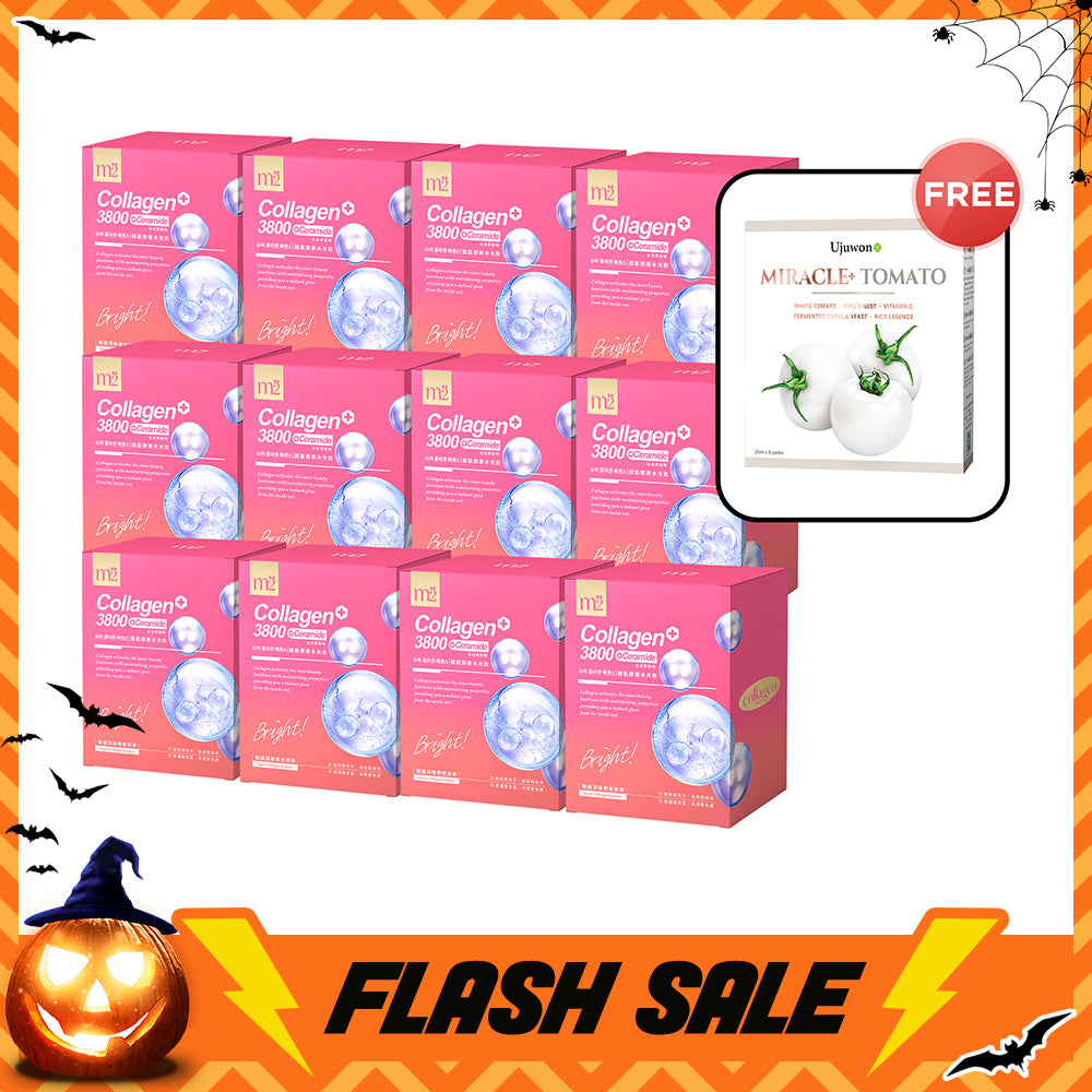 【Flash Sale】M2 Super Collagen 3800 + Ceramide Drink 8s x 12 Boxes + Free Ujuwon Miracle+ Tomato Skin Booster x 1 Box