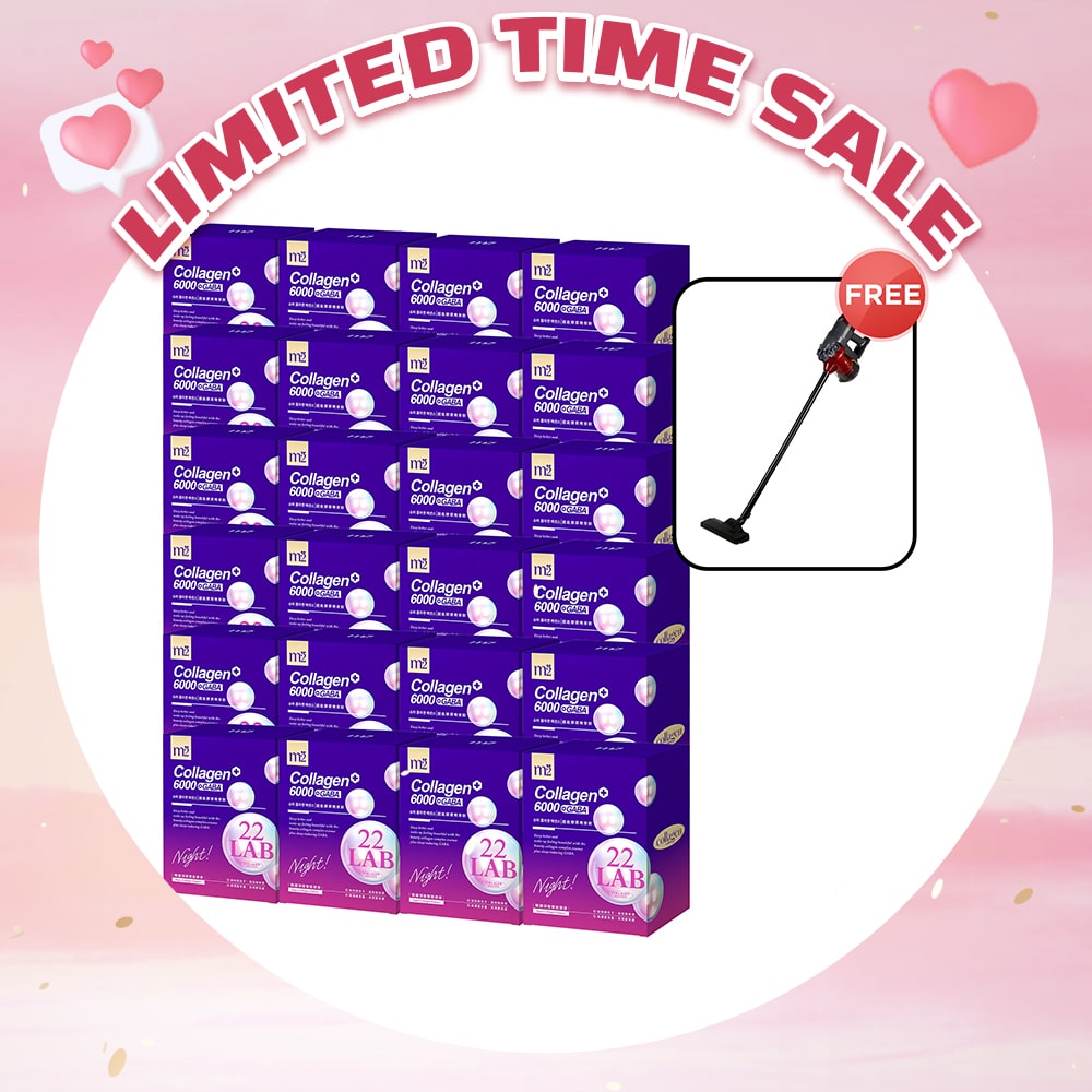 【Flash Sale】M2 22 Lab Super Collagen Night Drink + GABA 8s x24 Boxes + Free Branded Vacuum Cleaner 600W with 15Kpa x 1