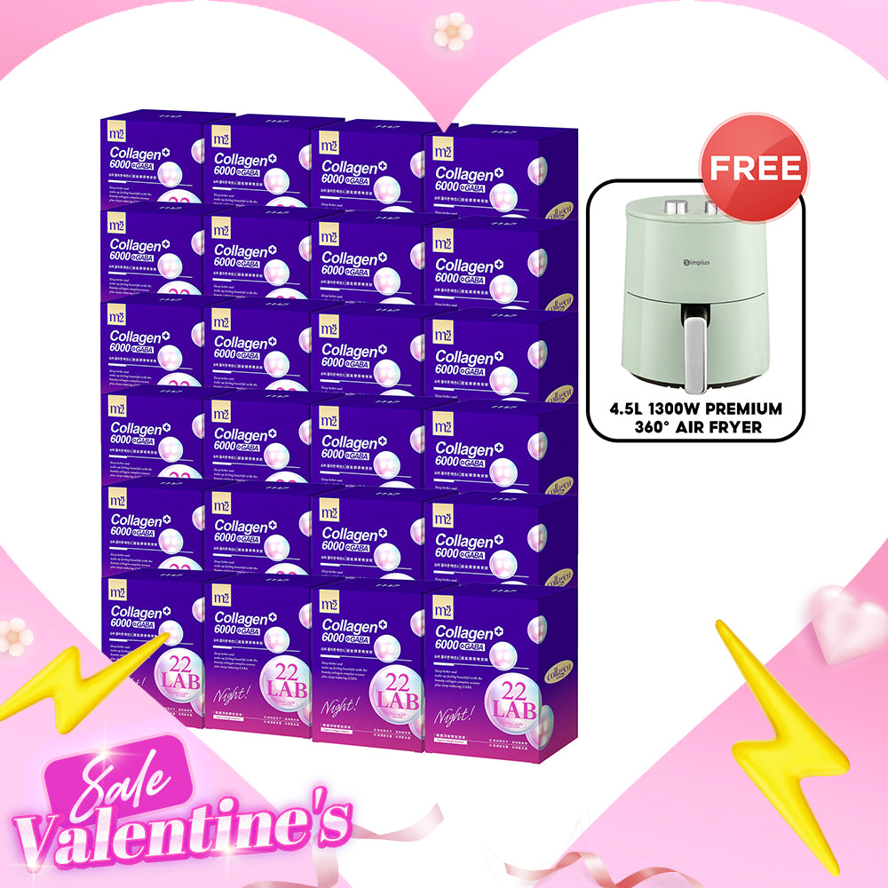 M2 22 Lab Super Collagen Night Drink + GABA 8s x 24 Boxes + FREE 4.5L 1300W Premium 360° Air Fryer