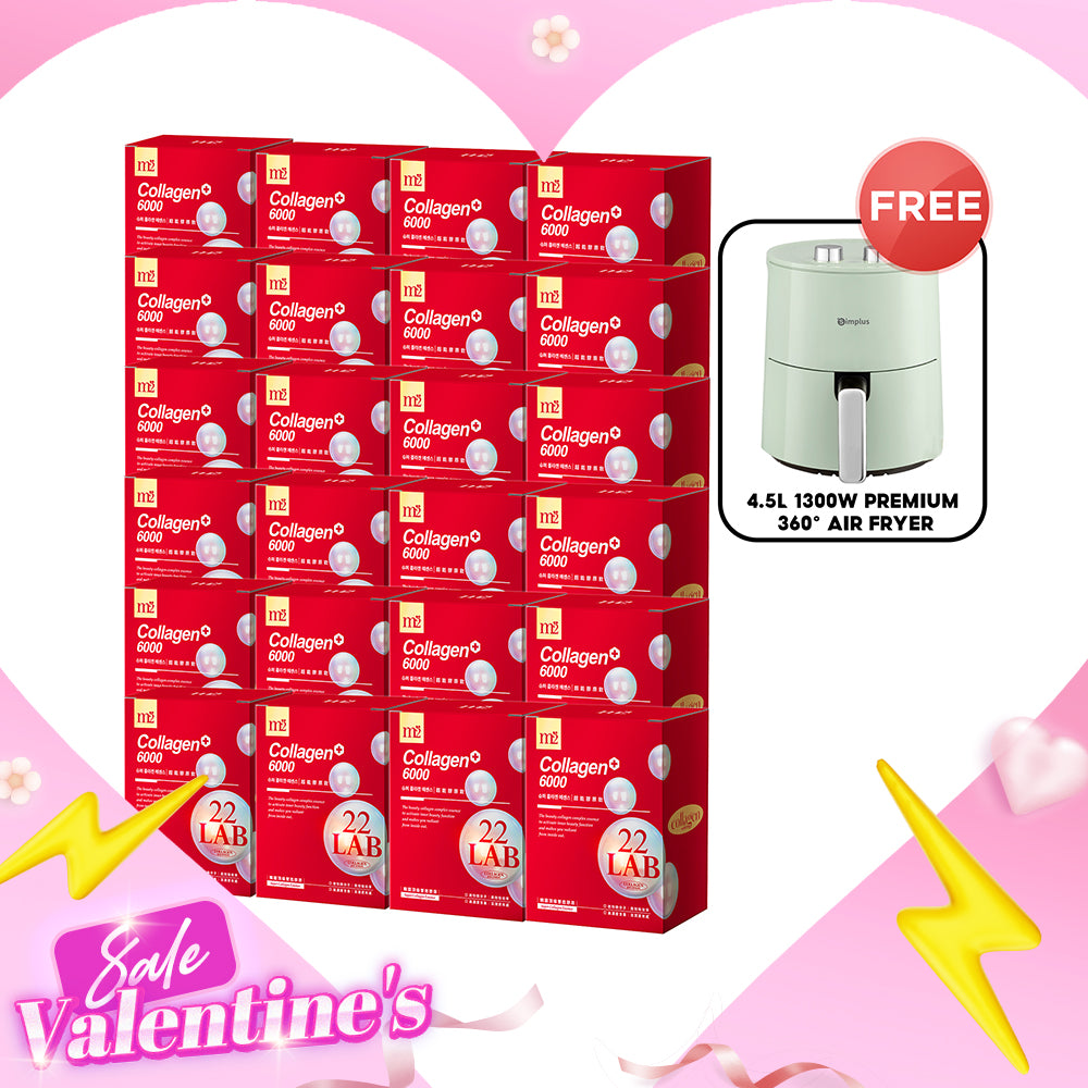 M2 22Lab Super Collagen Drink 8s x 24 Boxes + FREE 4.5L 1300W Premium 360° Air Fryer