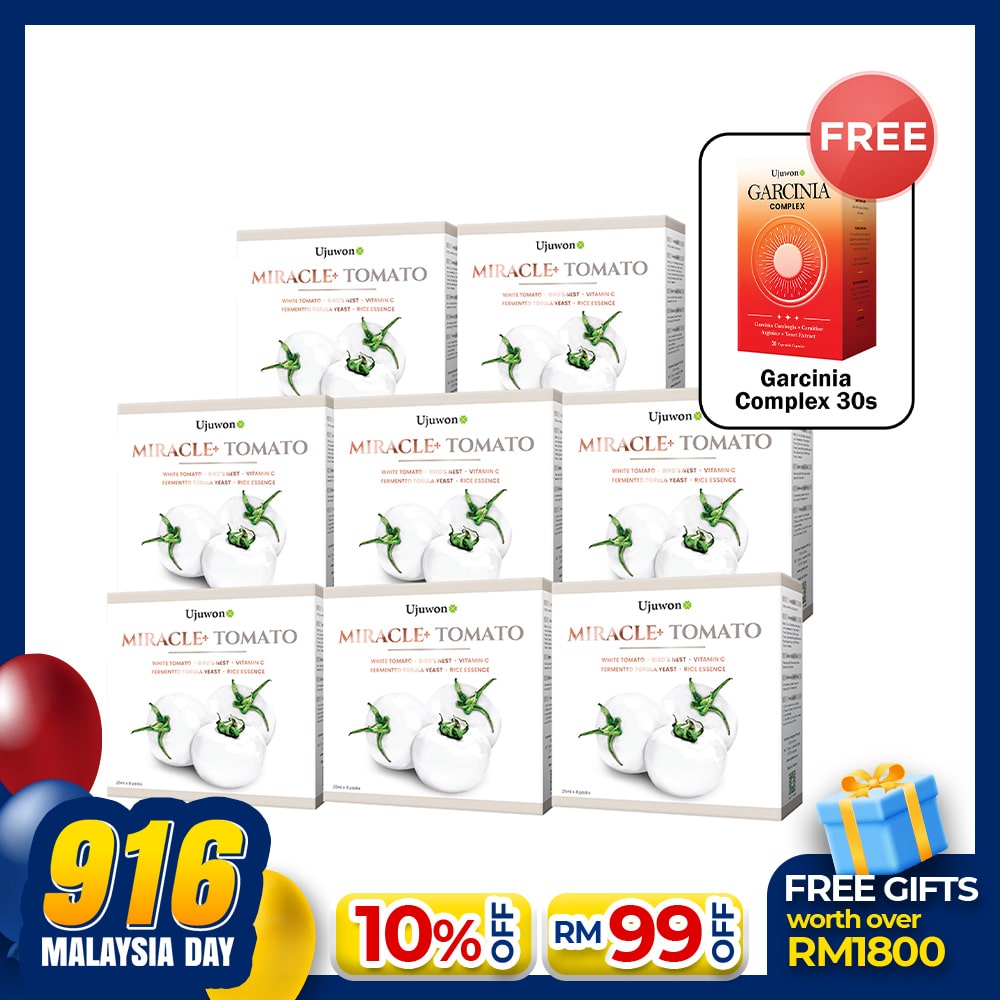 【Bundle of 8】Ujuwon Miracle+ Tomato Skin Booster 8s x 8 Boxes + FREE Garcinia Complex 30s