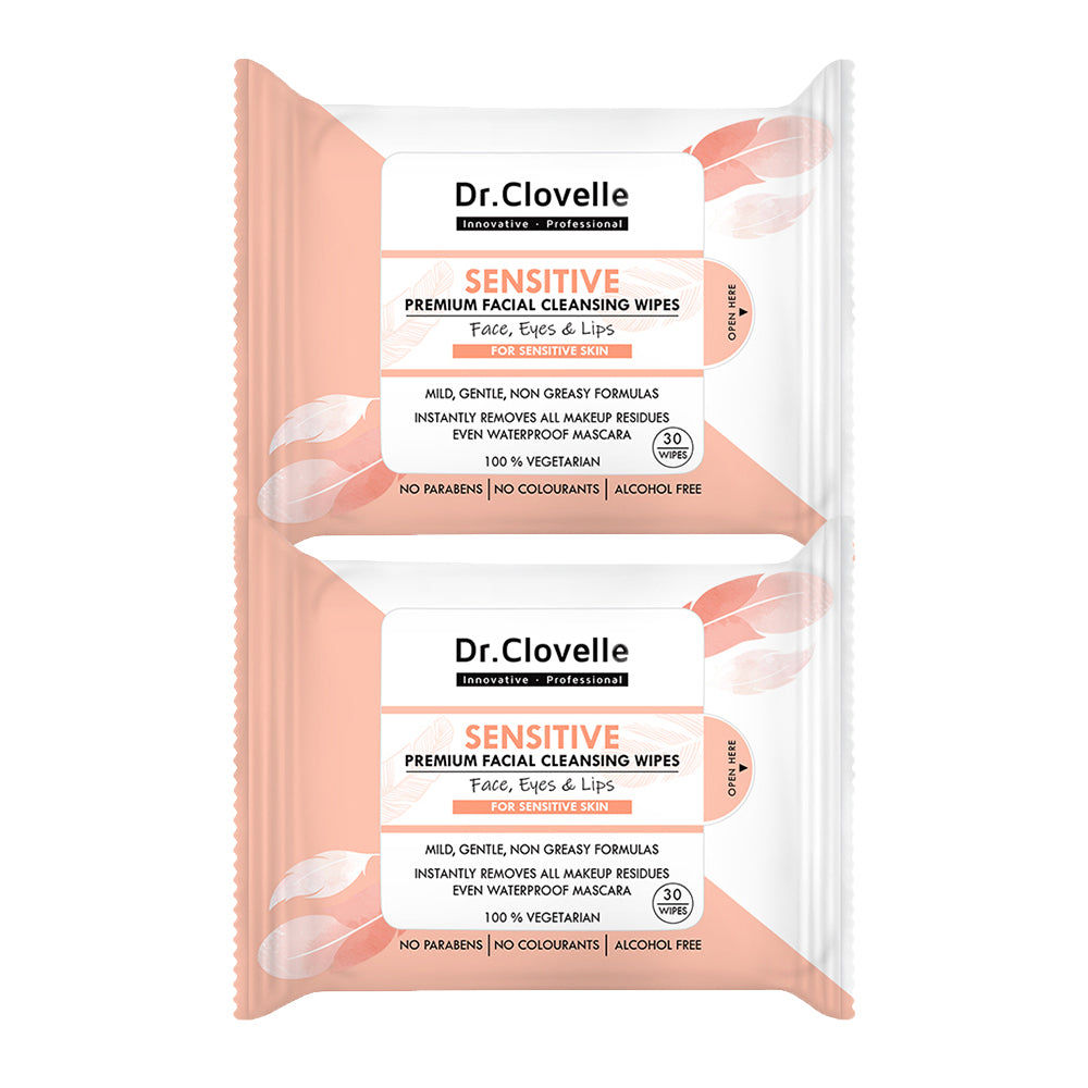 【Free Gift】Dr Clovelle Sensitive Premium Facial Cleansing Wipes 30s x 2