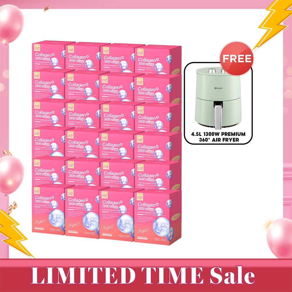 M2 Super Collagen 3800 + Ceramide Drink 8s x 24 Boxes + FREE 4.5L 1300W Premium 360° Air Fryer