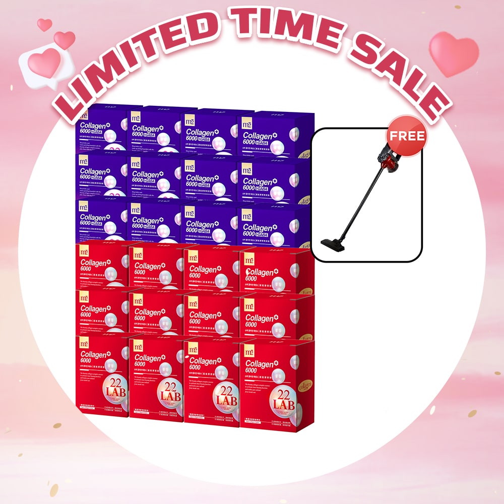 【Flash Sale】M2 22Lab Super Collagen Drink 8s x 12 Boxes + M2 22 Lab Super Collagen Night Drink + GABA 8s x 12 Boxes + Free Branded Vacuum Cleaner 600W with 15Kpa x 1