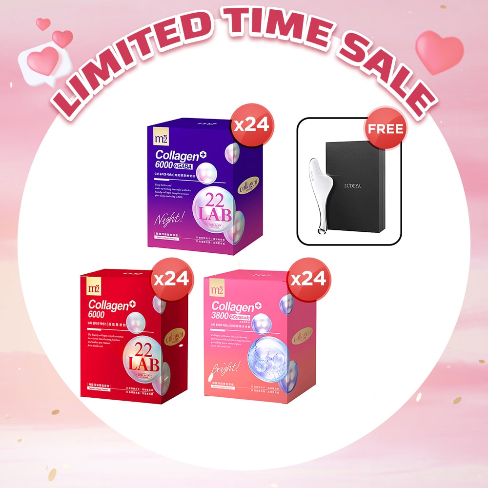 M2 22Lab Super Collagen Drink 8s (6000mg Drink 8s / Drink+GABA 8s / 3800 + Ceramide Drink 8s) + FREE Ludeya 2nd Generation Microcurrent Lifting Massaging Poller