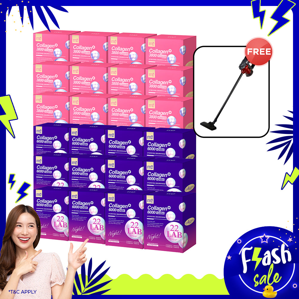 【Mother's Day Flash Sale】M2 22 Lab Super Collagen Night Drink + GABA 8s x 12 Boxes + M2 Super Collagen 3800 + Ceramide Drink 8s x 12 Boxes + Free Branded Vacuum Cleaner 600W with 15Kpa x 1