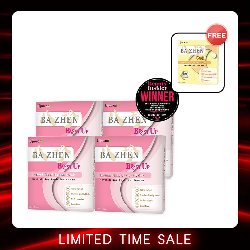 【Bundle of 4】Ujuwon Ba Zhen B.ust Up Instant Nourishment Drink 8s x 4 Boxes + Free Ba Zhen Goji Instant Nourishment Drink 8s (EXP-20260220) x 1 Boxes