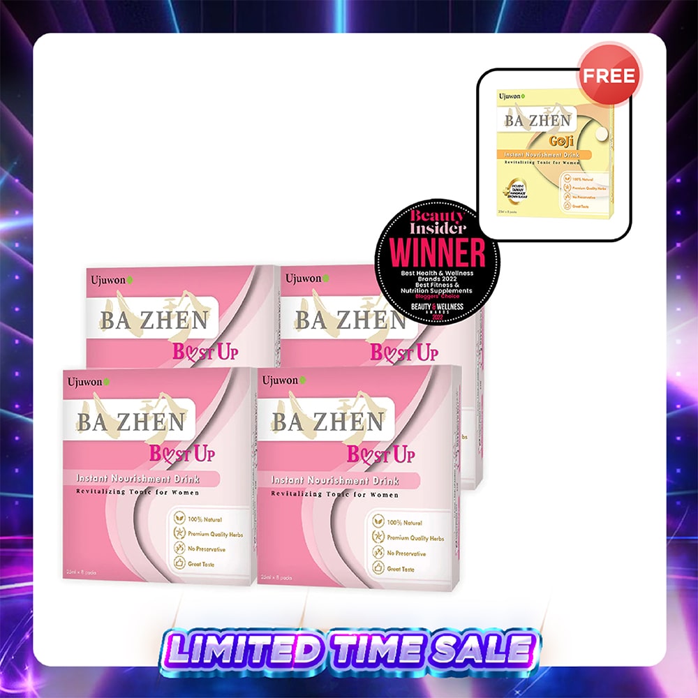 【Bundle of 4】Ujuwon Ba Zhen B.ust Up Instant Nourishment Drink 8s x 4 Boxes + Free Ba Zhen Goji Instant Nourishment Drink 8s x 1 Boxes