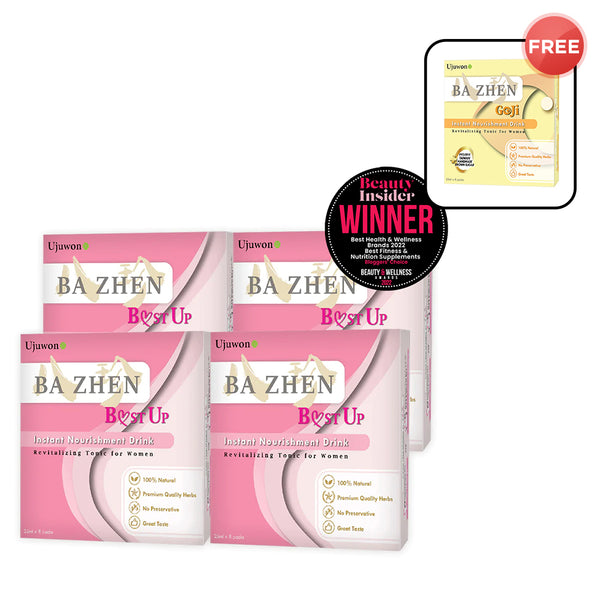 【Bundle of 4】Ujuwon Ba Zhen B.ust Up Instant Nourishment Drink 8s x 4 Boxes + Free Ba Zhen Goji Instant Nourishment Drink 8s x 1 Boxes