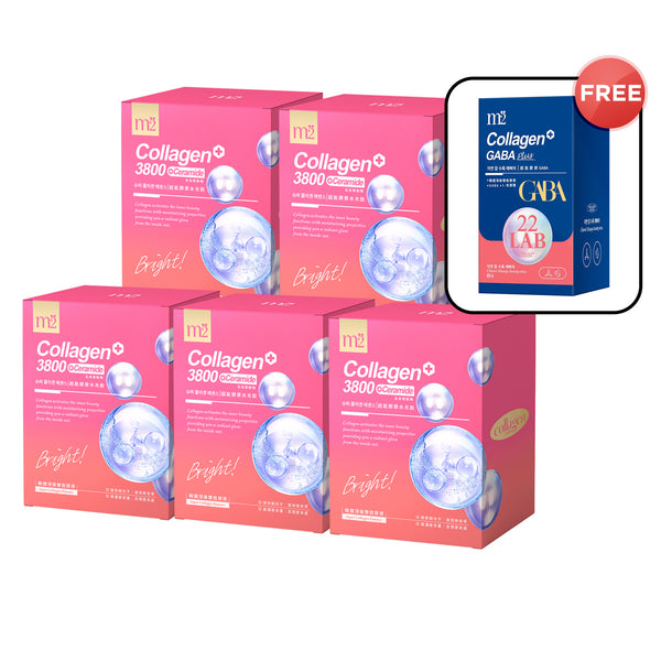 【Mother's Day Flash Sale】M2 Super Collagen 3800 + Ceramide Drink 8s x 5 Boxes + Free M2 22LAB Super Collagen Vitamin B 60s