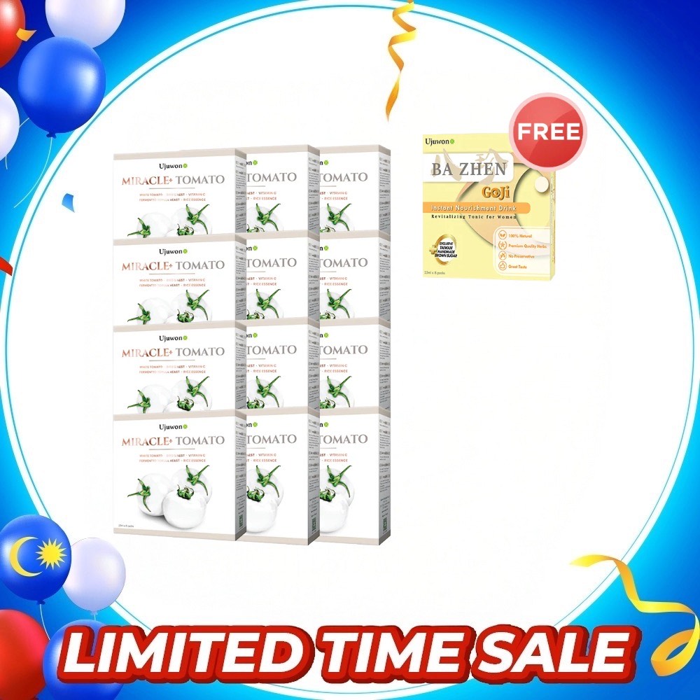 Ujuwon Miracle+ Tomato Skin Booster 8s x 12 Boxes FREE Bazhen Goji × 1 box