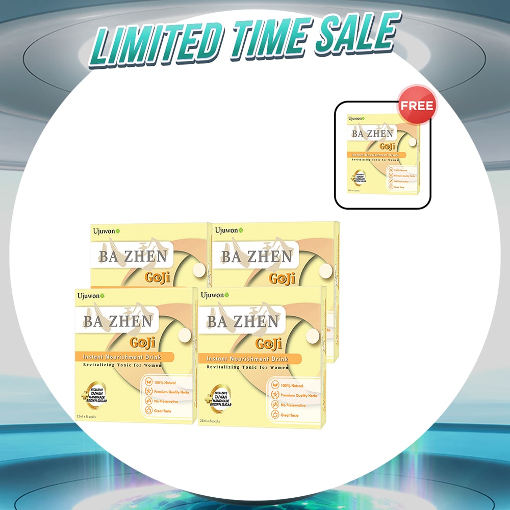 【Bundle of 4】Ujuwon Ba Zhen Goji Instant Nourishment Drink 8s x 4 Boxes + Free Ba Zhen Goji Instant Nourishment Drink 8s x 1 Box