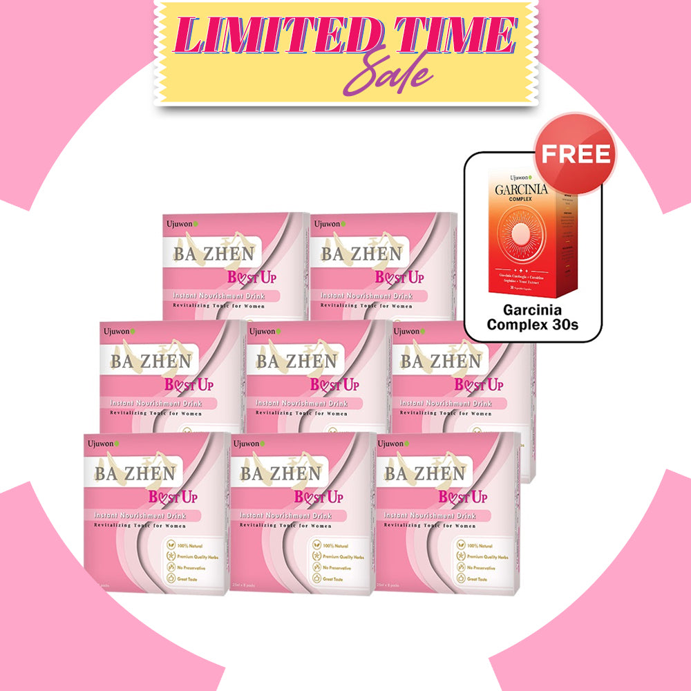 【Bundle of 8】Ujuwon Ba Zhen B.ust Up Instant Nourishment Drink 8s x 8 Boxes + Free Garcinia Complex 30s