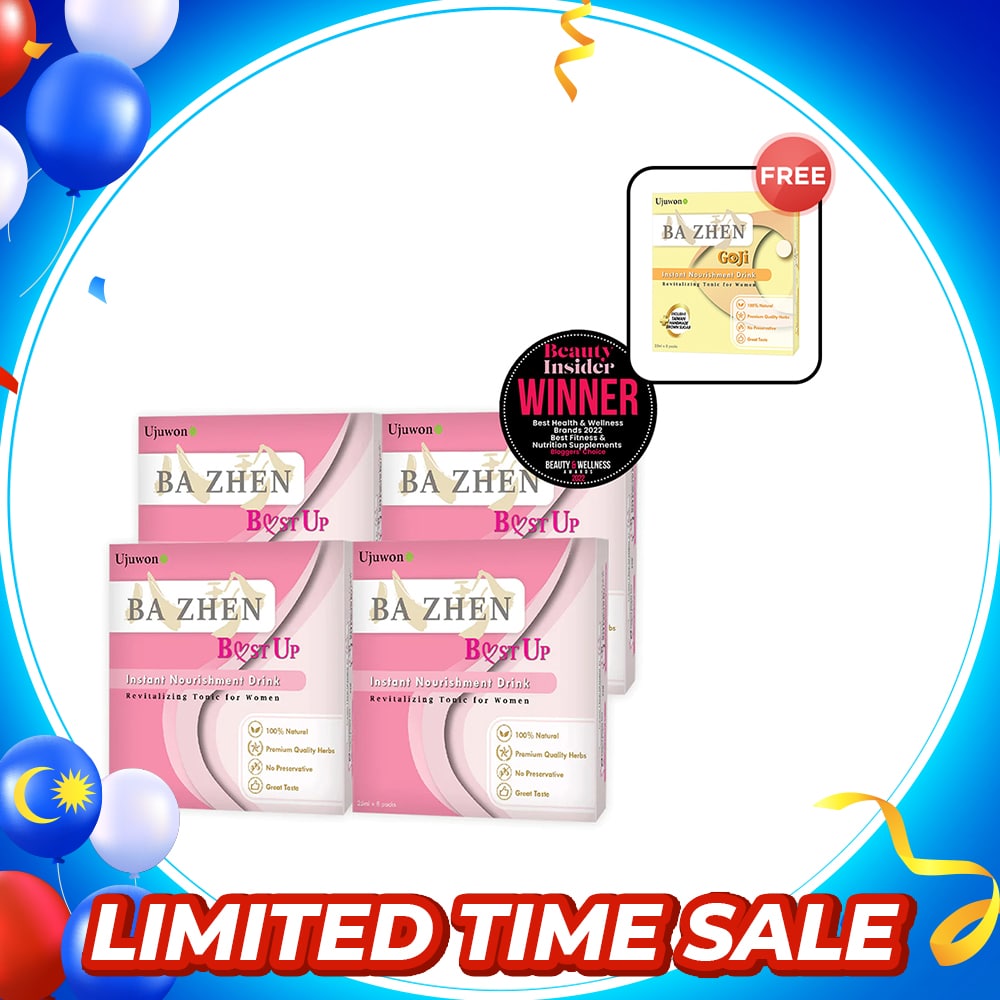 【Bundle of 4】Ujuwon Ba Zhen B.ust Up Instant Nourishment Drink 8s x 4 Boxes + Free Ba Zhen Goji Instant Nourishment Drink 8s x 1 Boxes