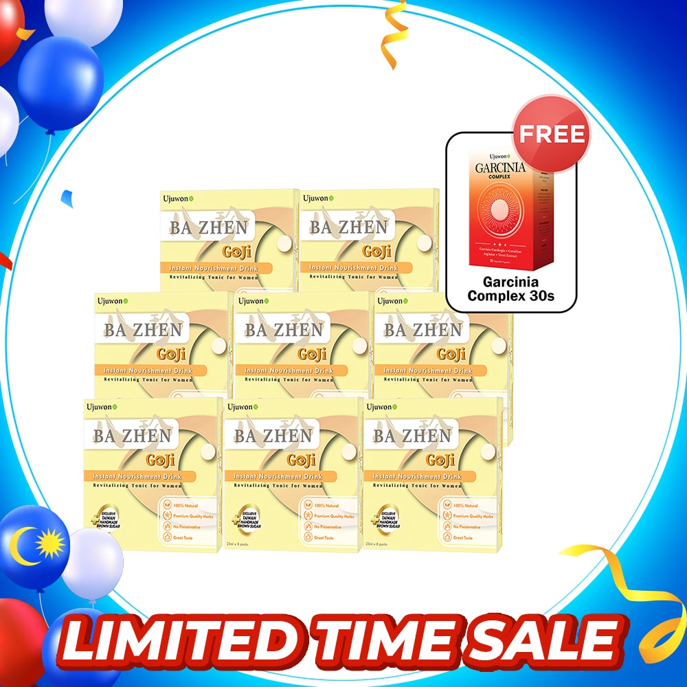 【Bundle of 8】Ujuwon Ba Zhen Goji Instant Nourishment Drink 8s x 8 Boxes + Free Garcinia Complex 30s