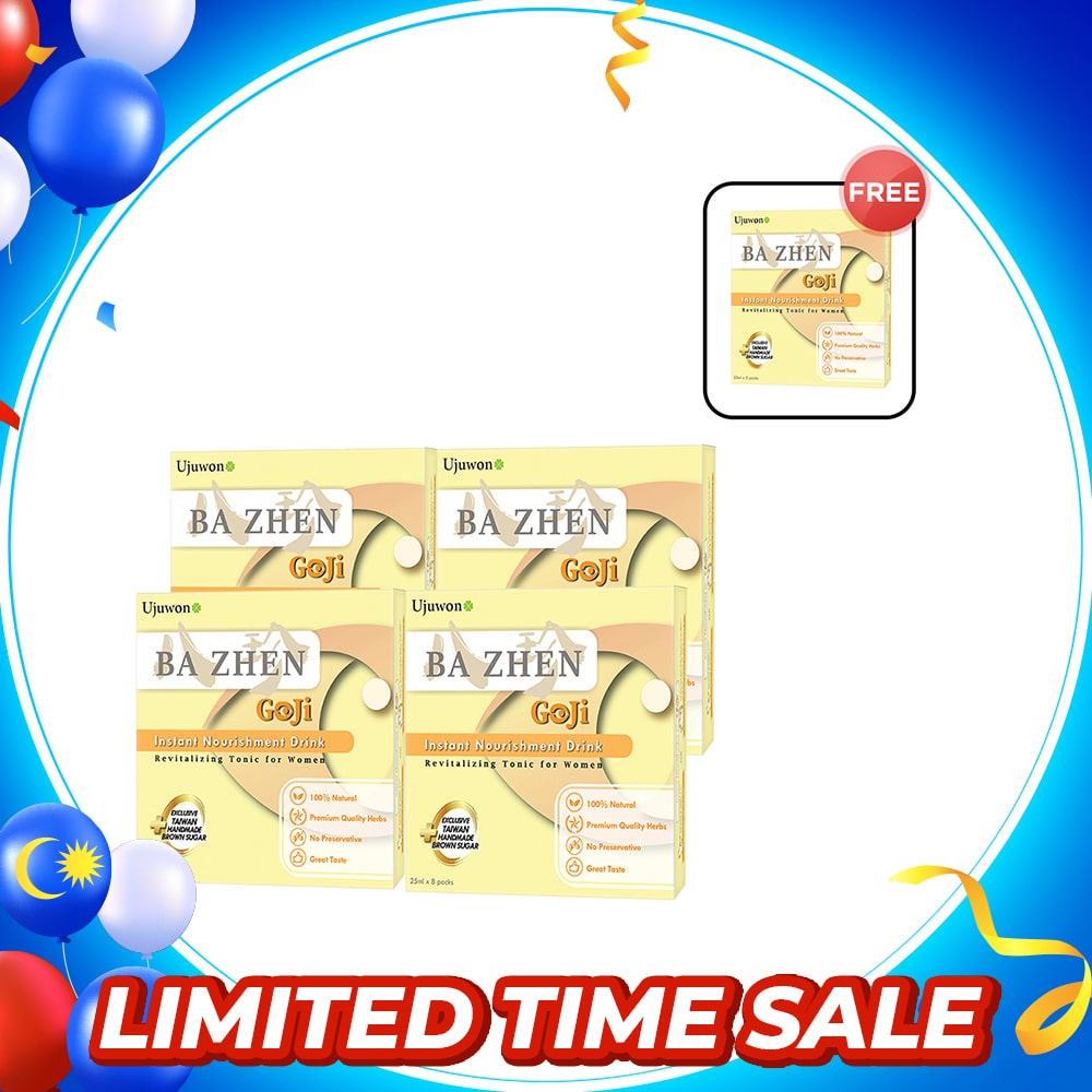【Bundle of 4】Ujuwon Ba Zhen Goji Instant Nourishment Drink 8s x 4 Boxes + Free Ba Zhen Goji Instant Nourishment Drink 8s x 1 Box