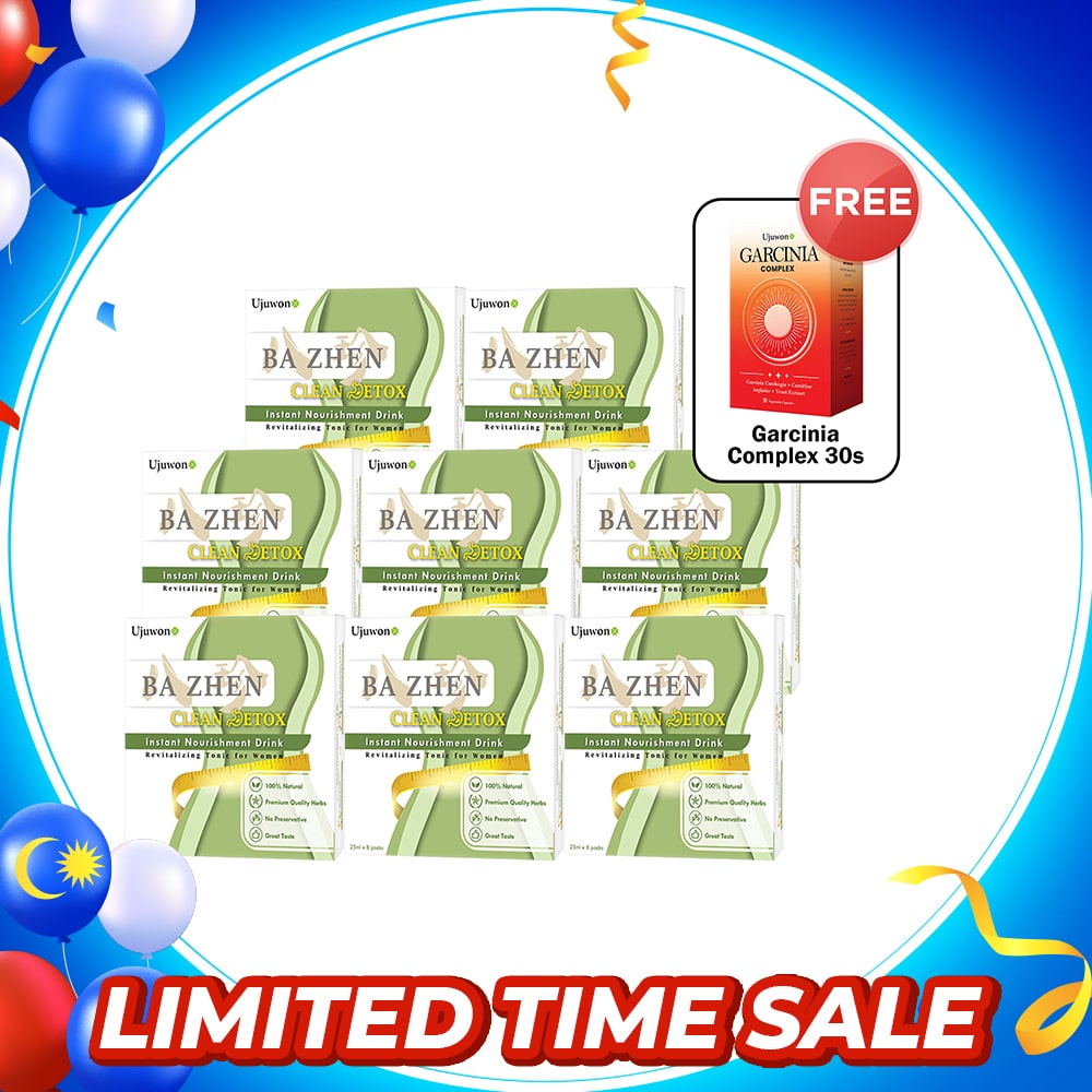 【Bundle of 8】Ujuwon Ba Zhen Clean Detox Instant Nourishment Drink 8s x 8 Boxes + Free Garcinia Complex 30s