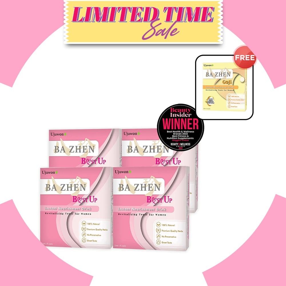 【Bundle of 4】Ujuwon Ba Zhen B.ust Up Instant Nourishment Drink 8s x 4 Boxes + Free Ba Zhen Goji Instant Nourishment Drink 8s x 1 Boxes