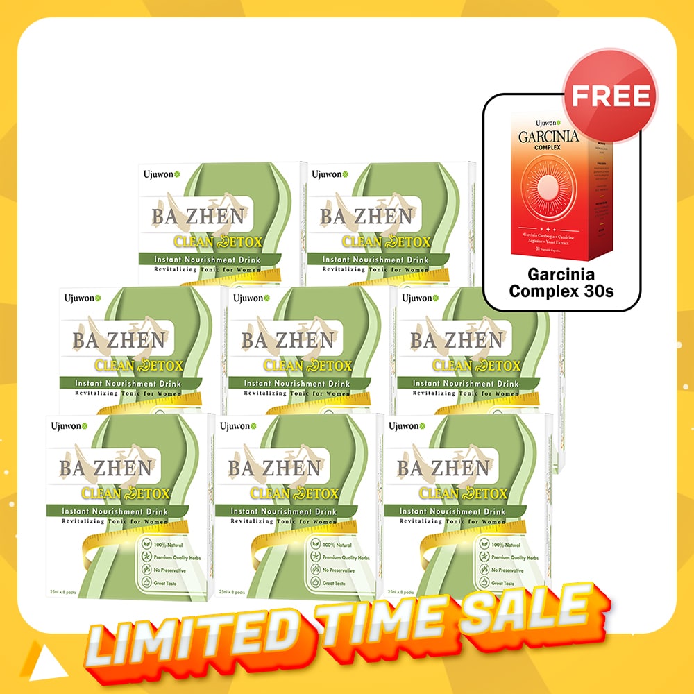 【Bundle of 8】Ujuwon Ba Zhen Clean Detox Instant Nourishment Drink 8s x 8 Boxes + Free Garcinia Complex 30s