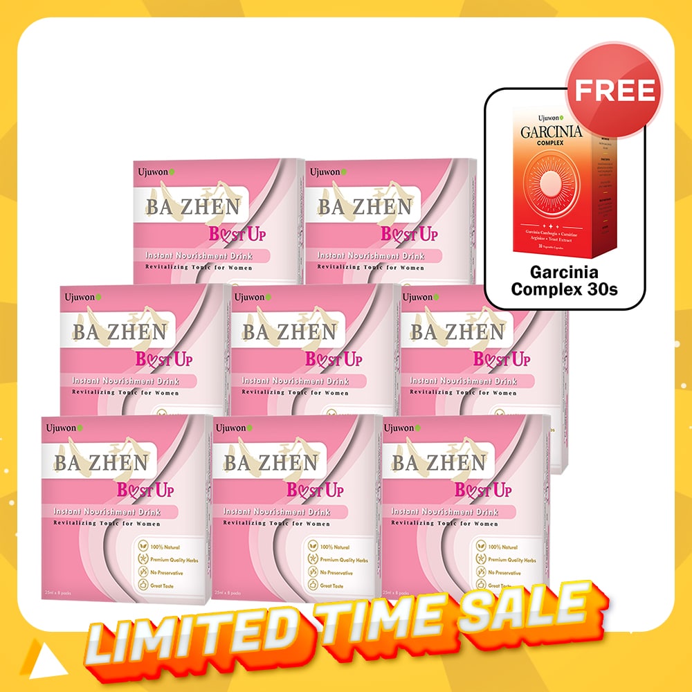【Bundle of 8】Ujuwon Ba Zhen B.ust Up Instant Nourishment Drink 8s x 8 Boxes + Free Garcinia Complex 30s