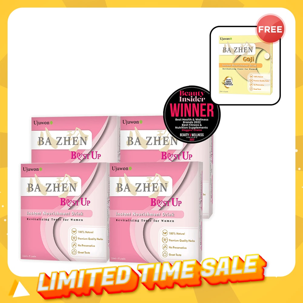 【Bundle of 4】Ujuwon Ba Zhen B.ust Up Instant Nourishment Drink 8s x 4 Boxes + Free Ba Zhen Goji Instant Nourishment Drink 8s x 1 Boxes