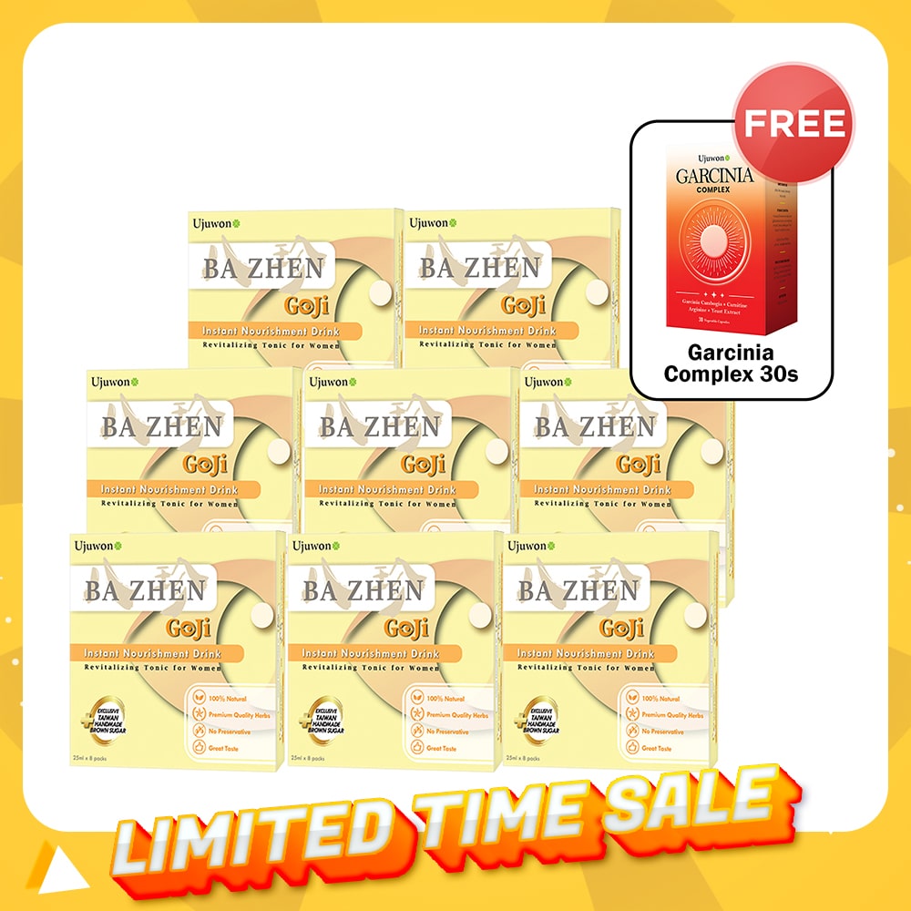 【Bundle of 8】Ujuwon Ba Zhen Goji Instant Nourishment Drink 8s x 8 Boxes + Free Garcinia Complex 30s