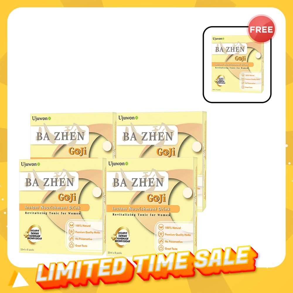 【Bundle of 4】Ujuwon Ba Zhen Goji Instant Nourishment Drink 8s x 4 Boxes + Free Ba Zhen Goji Instant Nourishment Drink 8s x 1 Box