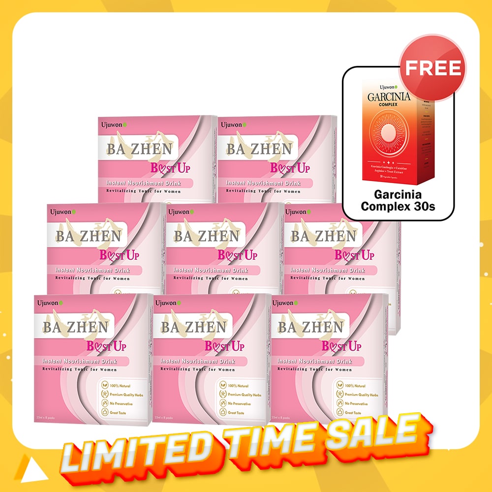 【Bundle of 8】Ujuwon Ba Zhen B.ust Up Instant Nourishment Drink 8s x 8 Boxes + Free Garcinia Complex 30s