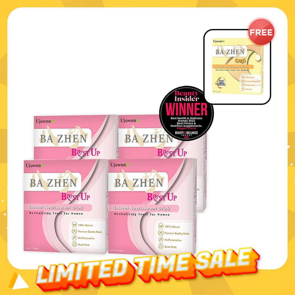 【Bundle of 4】Ujuwon Ba Zhen B.ust Up Instant Nourishment Drink 8s x 4 Boxes + Free Ba Zhen Goji Instant Nourishment Drink 8s (EXP-20260220) x 1 Boxes