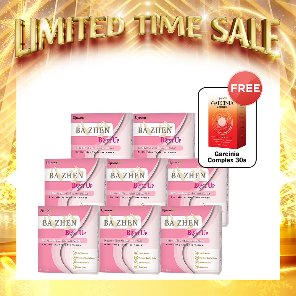 【Bundle of 8】Ujuwon Ba Zhen B.ust Up Instant Nourishment Drink 8s x 8 Boxes + Free Garcinia Complex 30s