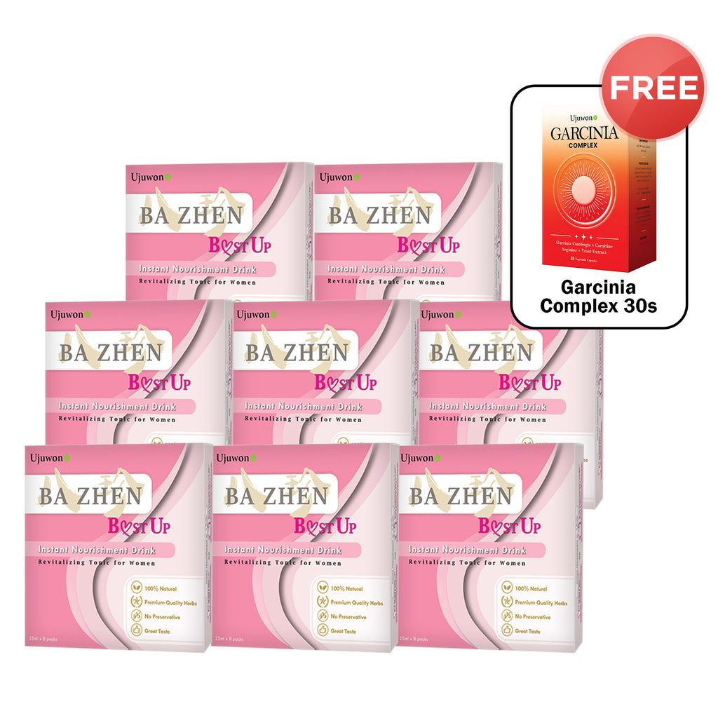 【Bundle of 8】Ujuwon Ba Zhen B.ust Up Instant Nourishment Drink 8s x 8 Boxes + Free Garcinia Complex 30s