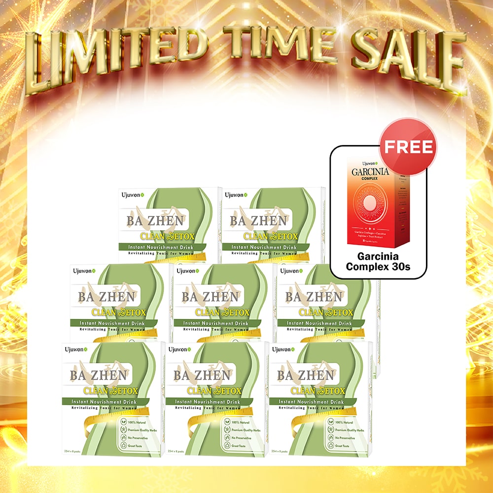【Bundle of 8】Ujuwon Ba Zhen Clean Detox Instant Nourishment Drink 8s x 8 Boxes + Free Garcinia Complex 30s