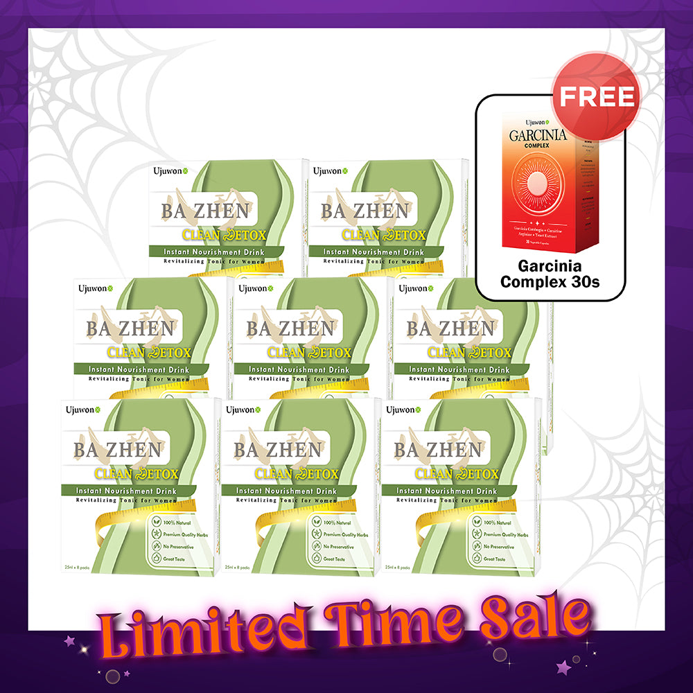 【Bundle of 8】Ujuwon Ba Zhen Clean Detox Instant Nourishment Drink 8s x 8 Boxes + Free Garcinia Complex 30s