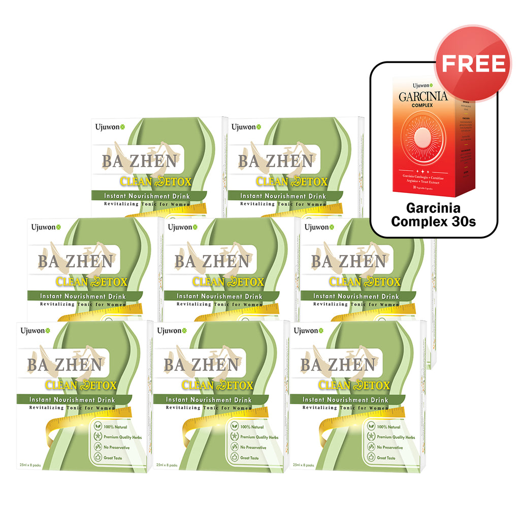 【Bundle of 8】Ujuwon Ba Zhen Clean Detox Instant Nourishment Drink 8s x 8 Boxes + Free Garcinia Complex 30s