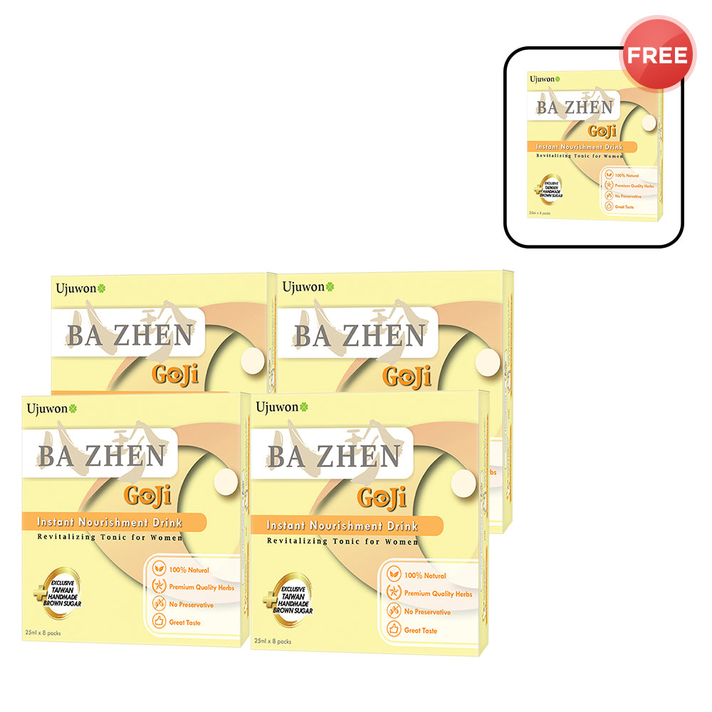 【Bundle of 4】Ujuwon Ba Zhen Goji Instant Nourishment Drink 8s x 4 Boxes + Free Ba Zhen Goji Instant Nourishment Drink 8s x 1 Box