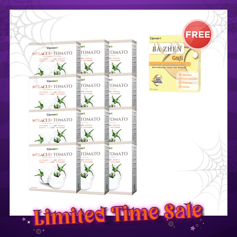 Ujuwon Miracle+ Tomato Skin Booster 8s x 12 Boxes FREE Bazhen Goji × 1 box
