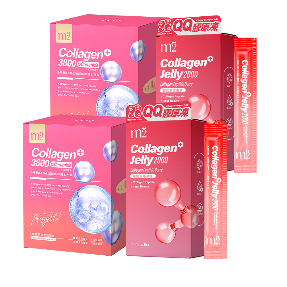 【Bundle of 4】M2 Super Collagen 3800 + Ceramide Drink 8s x 2 Boxes+M2 Collagen Jelly 2000 Peach Flavour 10s x 2 Boxes