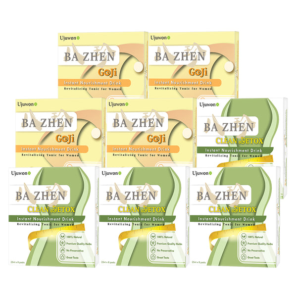 【Bundle of 8】Ujuwon Ba Zhen Clean Detox Instant Nourishment Drink 8s x 4 Boxes + Goji Instant Nourishment Drink 8s x 4 Boxes + Free Garcinia Complex 30s