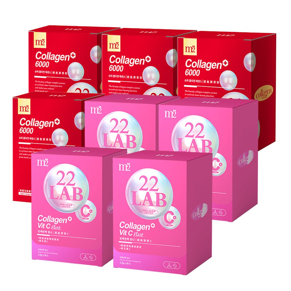 【Bundle of 8】M2 22Lab Super Collagen Drink 8s x 4 Boxes + M2 22Lab Super Collagen Vitamin C Powder 30s x 4 Boxes